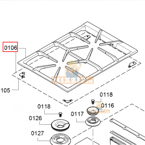 Решетка домино плиты Gaggenau VG42..