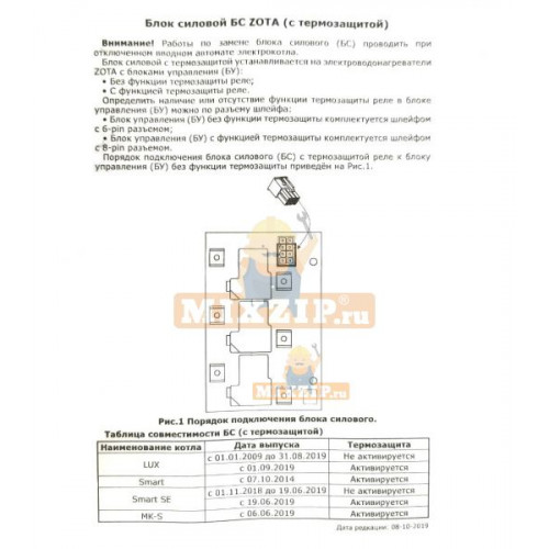 Блок управления, силовой блок котла ZOTA LUX 12V BS3425000002 с термозащитой