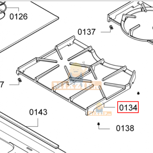 Левая решетка плиты Gaggenau CG290..