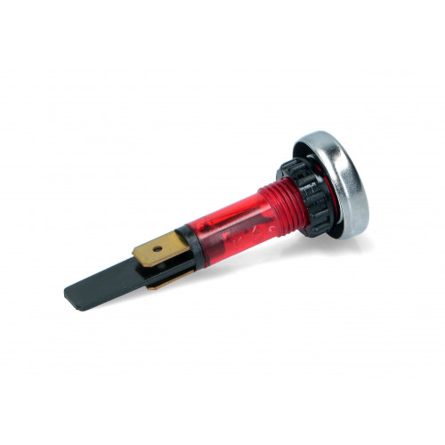 Индикаторная лампа ROUND RED WARNING LIGHT 250V (SX31 series. 250V, 120°C. Connection to Faston 6,3x0,8. Counter-nut to assemble. Head O20,4mm, hole O10mm, height 5,5mm.) зам.