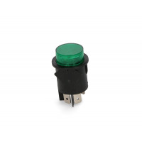 Кнопка включения BIPOLAR ROUND GREEN LIGHT SWITCH (O24mm. 250V, 16A, 4 contacts.) зам.