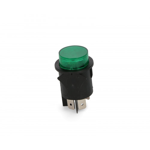 Кнопка включения BIPOLAR ROUND GREEN LIGHT SWITCH (O24mm. 250V, 16A, 4 contacts.) зам.