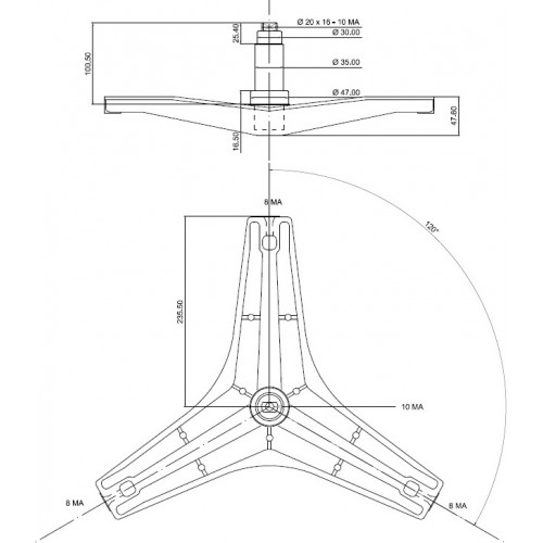 Крестовина барабана H-100mm, D35mm