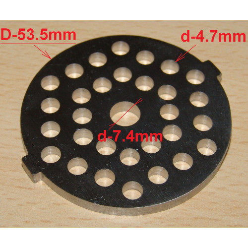 Решетка мясорубки Panasonic (PAN2 средняя), D-53.5mm, отв.-5mm, центр.d-7.5, зам. AMM10C-180, Polaris PMG 1820L