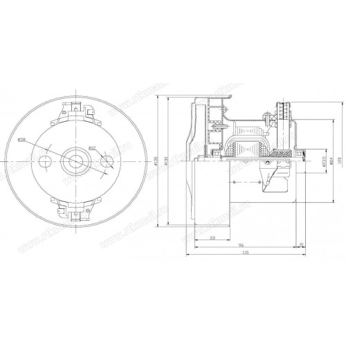 Мотор пылесоса универсальный 1200W H=115mm D130mm, зам. VC07219FQw, 54AS082, HX-1200, YDC01-12