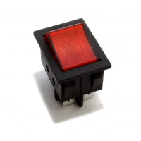 Выключатель BIPOLAR RED LIGHT BUTTON 16A 22x30mm (16(4)A, 250V, 4 faston. Size: 22x30mm.) зам.