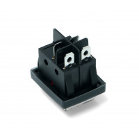 Выключатель BIPOLAR RED LIGHT SWITCH 20A 6,3mm (Series: SX82. 20A, 250V. Faston connection: 6,3x0,8mm. Red switch with white serigraphy 0/1, waterproof cap. Size: 22x30mm. 4 contacts.) зам.SWT733UN