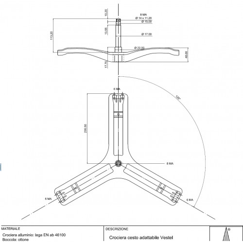 Крестовина барабана H-113mm, D17mm / VESTEL