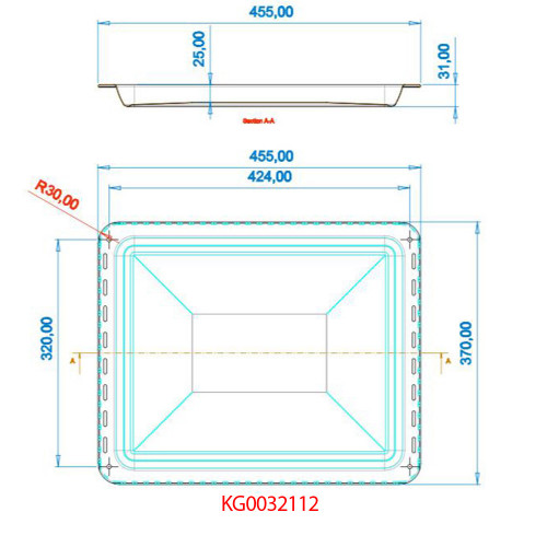 Противень духовки эмалированный 370x455x31mm