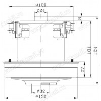 Мотор пылесоса 2200w, SKL (H=125, h40, D130), HWX-CG22 C 1131502021