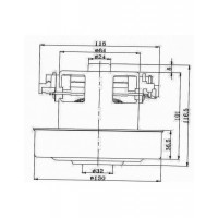 Мотор пылесоса 1800W H=116/44, D130/83mm (HWX-PG)
