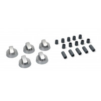 Ручка плиты серебро WITH REDUCTIONS KIT 5pcs - UNIVERSAL (Silver oven knob with reductions O6-8mm, kit 5pcs.)зам.