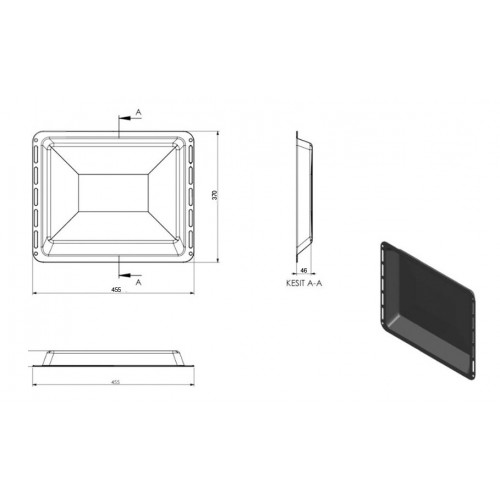 Противень духовки эмалированный 370x455x46mm