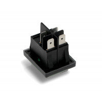 Выключатель BIPOLAR GREEN LIGHT SWITCH 20A (Series: SX82. 16A, 125V / 20A, 250V. Faston connection: 6,3x0,8mm. Green switch with white serigraphy 0/1, waterproof cap. Size: 22x30mm.) зам.