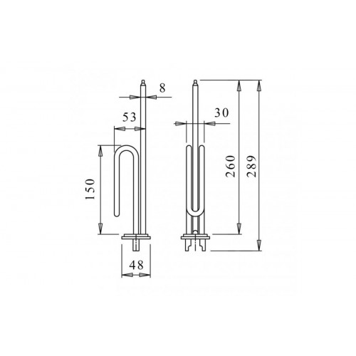 ТЭН Unival для водонагревателя (RCF, 2000W, D48, Без анода, L260) изогнутый Италия